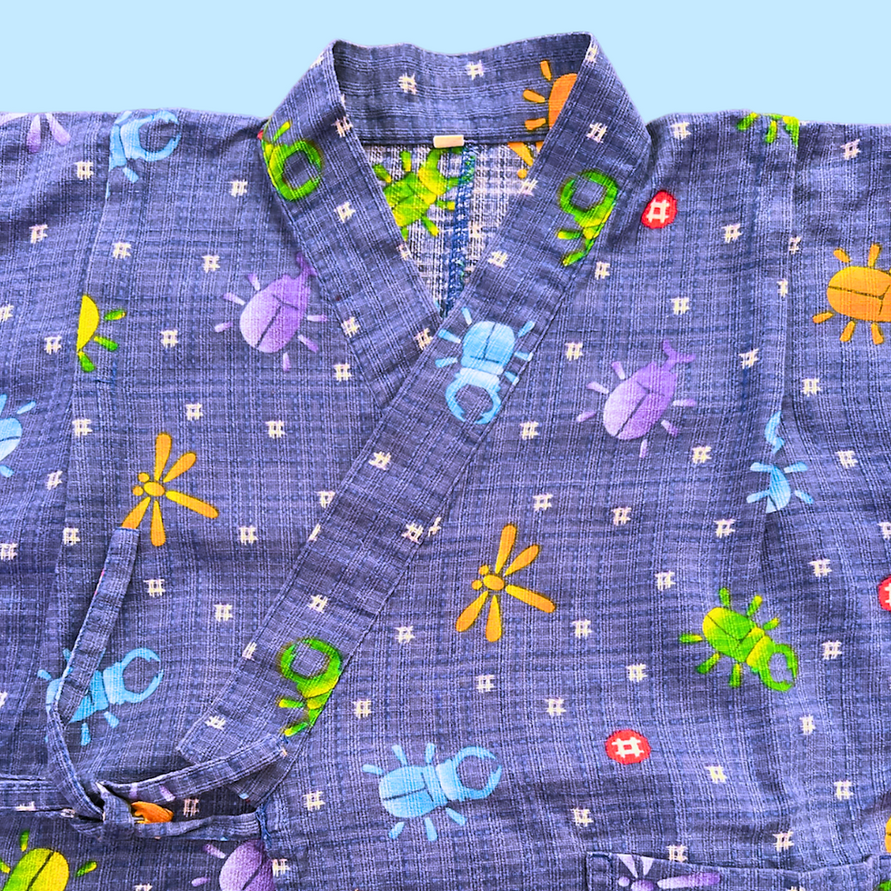 Thumbnail: 子供 甚平 男の子 ブルー 4-6Y 110cm 虫柄 / Boys Blue Jinbei Insect Design 4-6Y 110cm