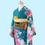 サムネイル： 振袖 緑地 花柄 スパンコール付 フルセット / Furisode Green Full Set