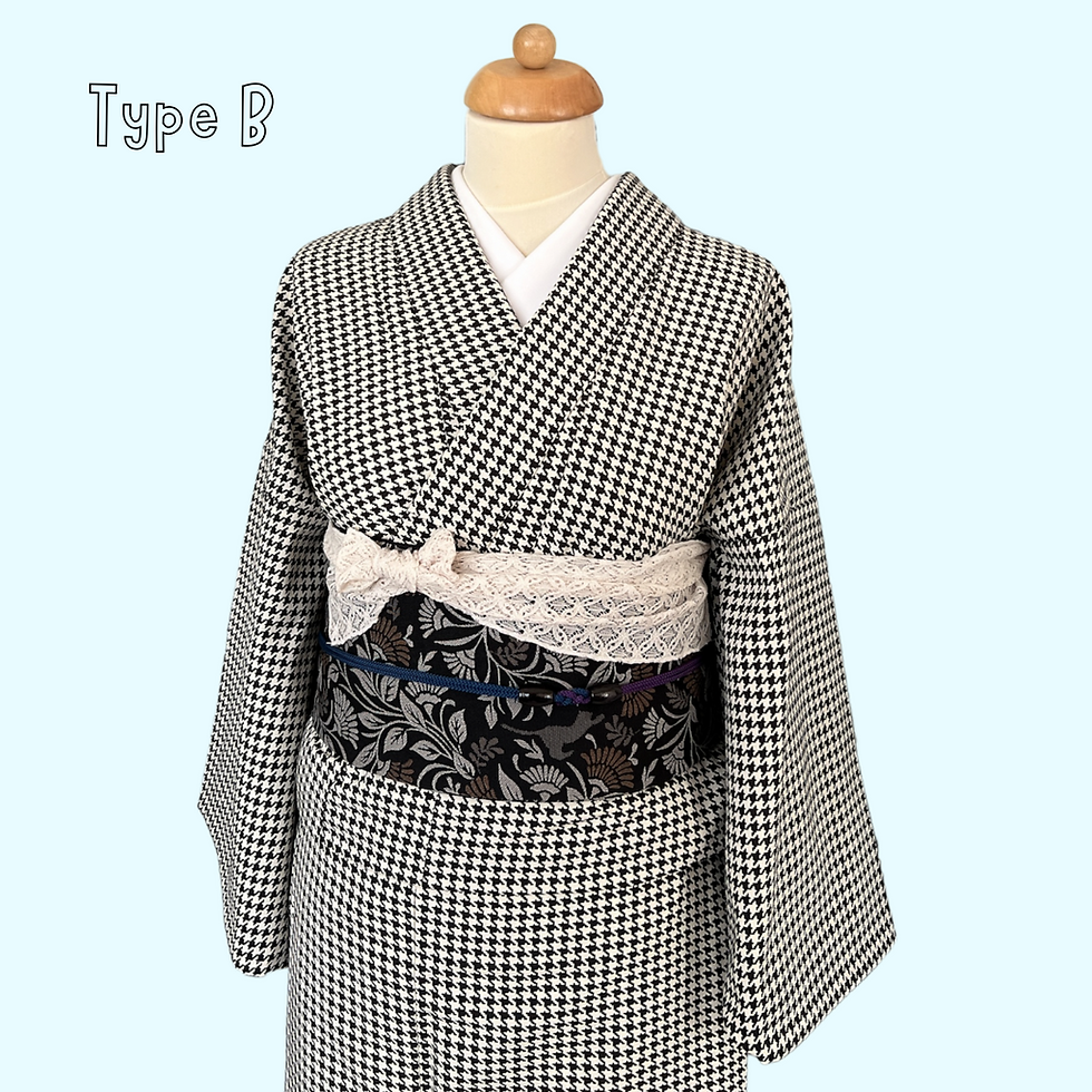 Thumbnail: モダン小紋 単衣 千鳥格子白黒 / Modern Komon Kimono Hitoe (Single-layer) Houndstooth Pattern