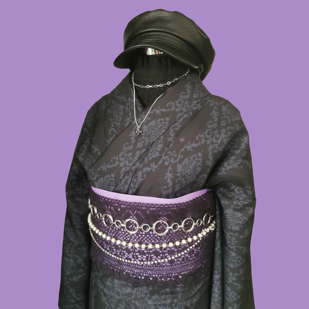 クロミ風コーデモダン着物 + 着付 / Kuromi-inspired Modern Kimono incl. Dress-up