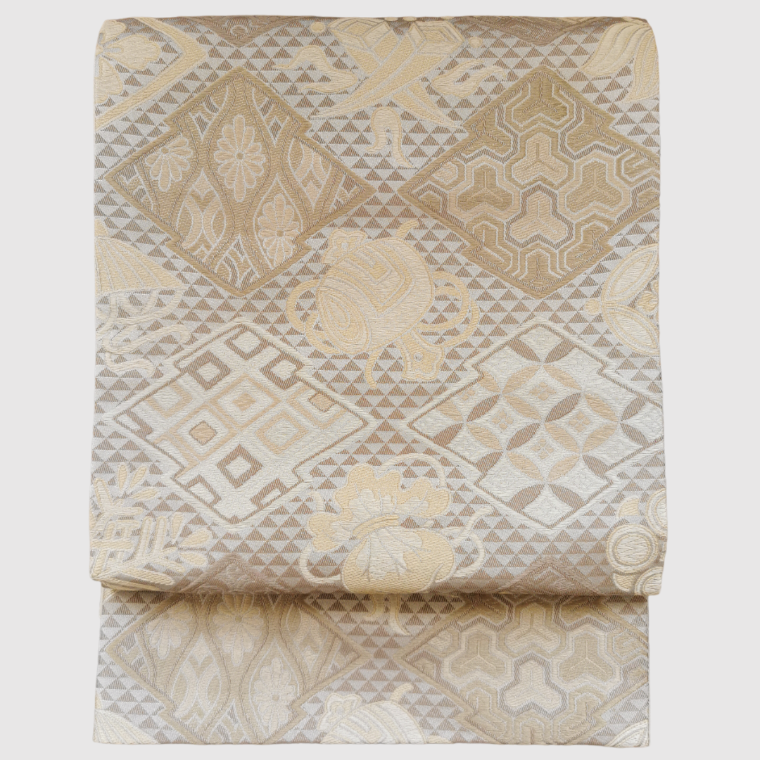 礼装  袋帯  二重太鼓  ゴールドベージュ / Formal Fukuro Obi Double Taiko Gold Beige