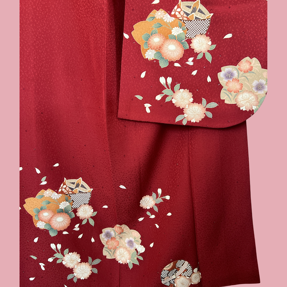 Thumbnail: 振袖 赤地 フルセット / Red Furisode Full Set