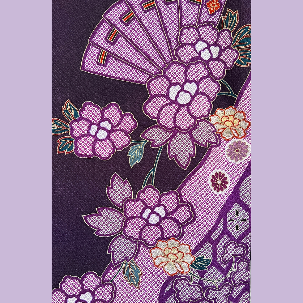 Thumbnail: 絞り振袖 紫地 フルセット / Purple Furisode Full Set