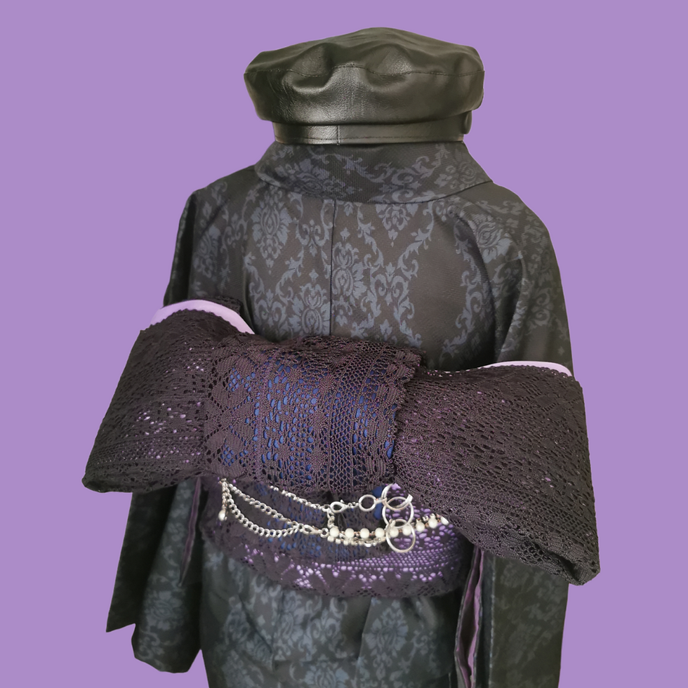 Thumbnail: クロミ風コーデモダン着物 + 着付 / Kuromi-inspired Modern Kimono incl. Dress-up