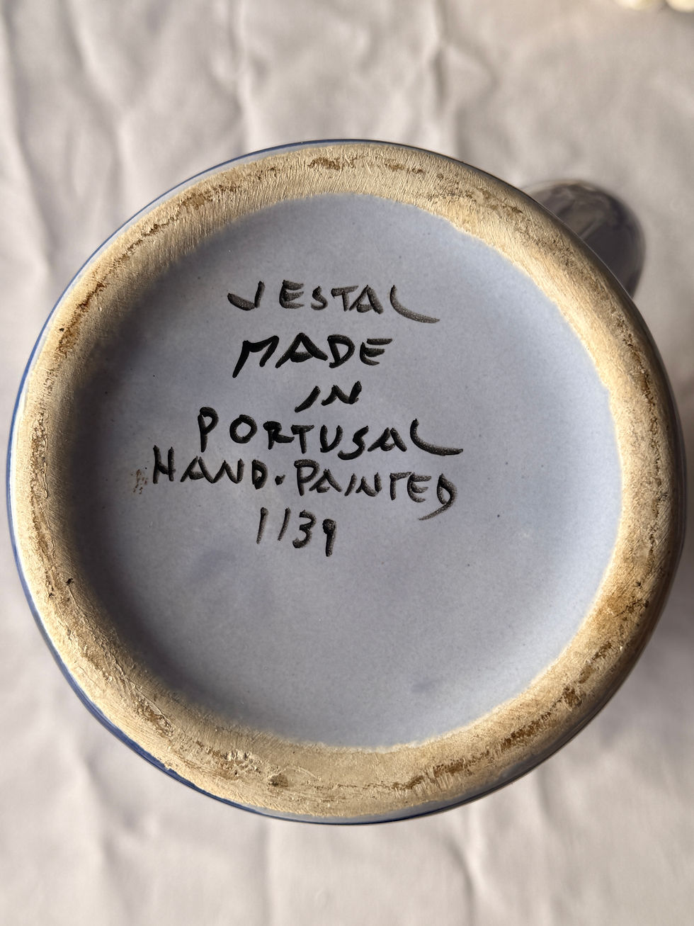 Miniature : Pichet en céramique portugaise peinte à la main – Vase vintage floral – Portugal