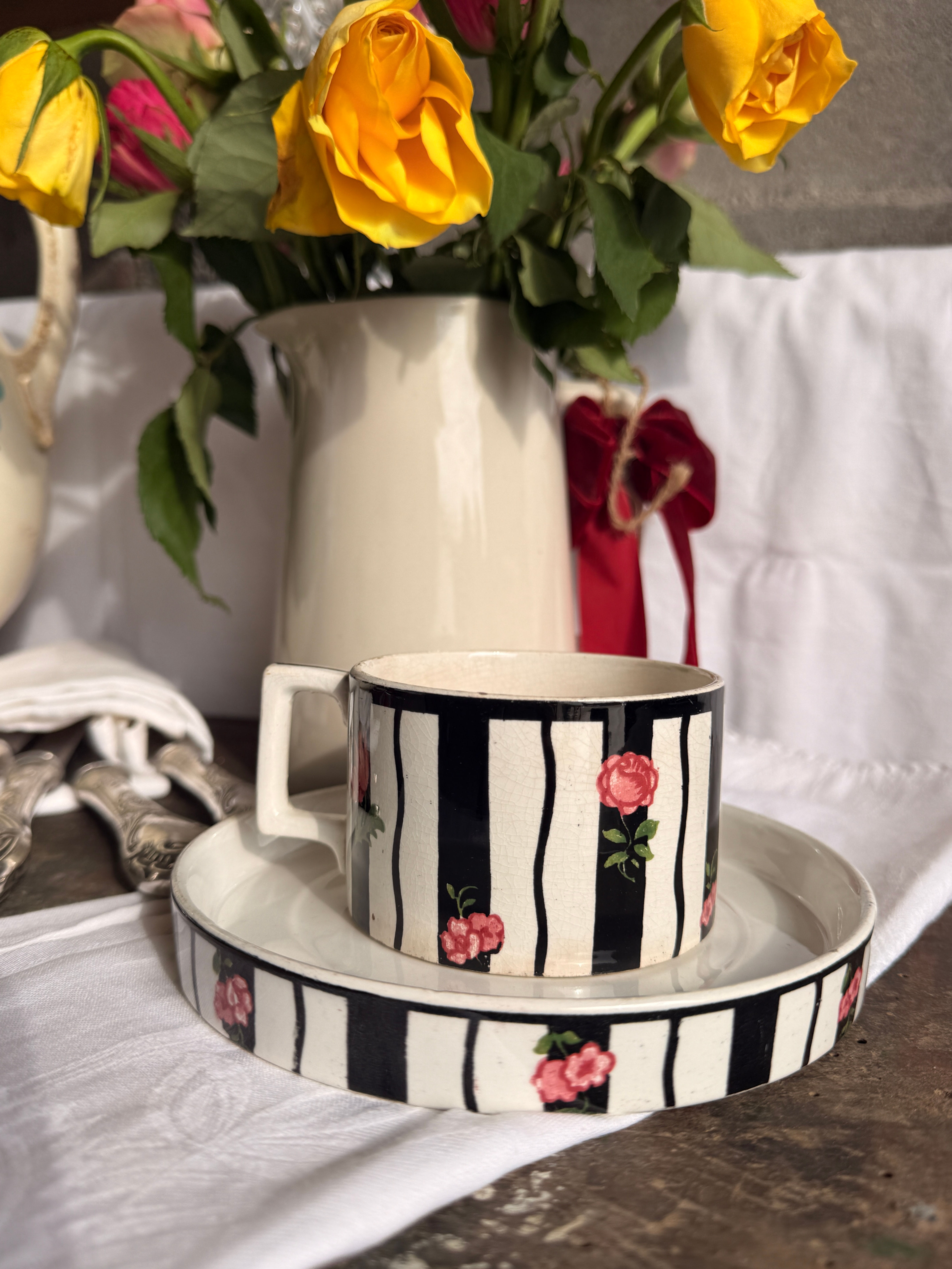 Ensemble tasse & soucoupe Sarreguemines