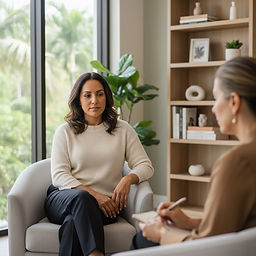 Terapia psicológica para adultos en Miami con una mujer latina en sesión individual en un espacio profesional y confidencial