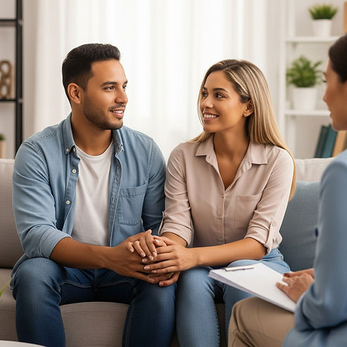 Pareja latina en terapia de pareja en es