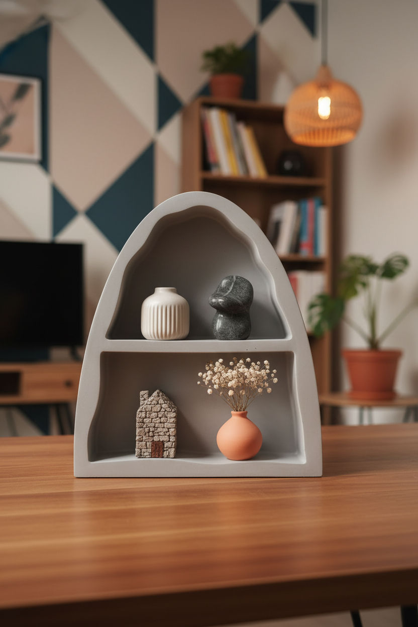 HOMI Mini Boy Beton Raf - Masa Üstü, Kitaplık ve Konsol Dekoru