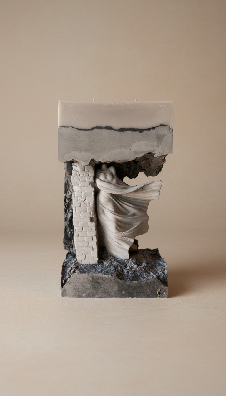 El yapımı beton heykel mum Noxen Grace minimal ev dekoru için