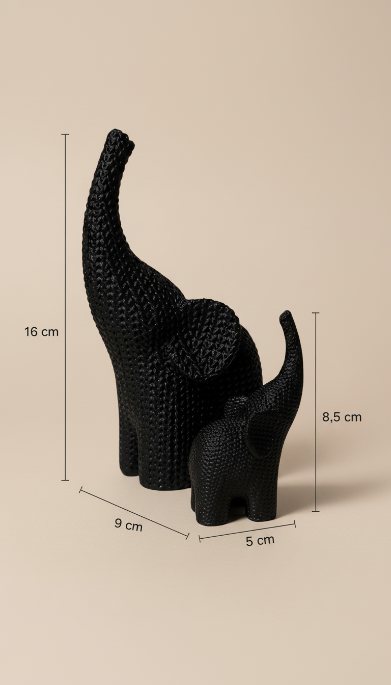 Küçük resim: dekoratif fil ailesi siyah biblo dekor