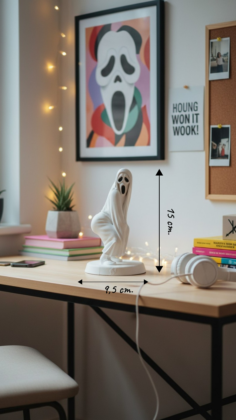 eğlenceli hayalet figürü beton dekor obje