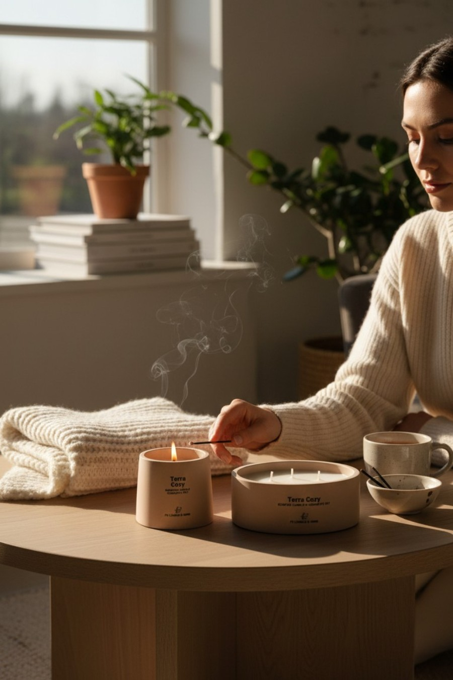 Küçük resim: TERRA COZY yazılı mum detayı