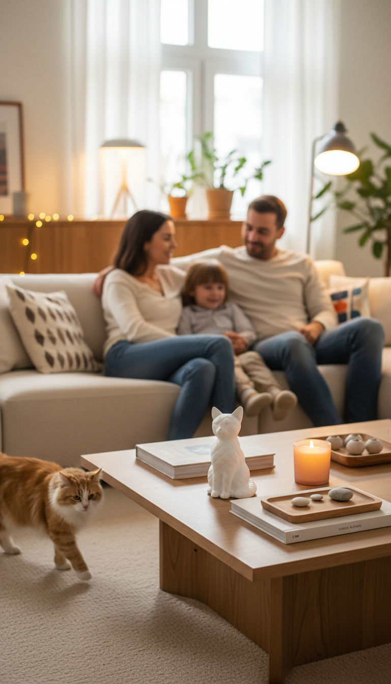 Küçük resim: şık ve modern beton kedi figürü dekor