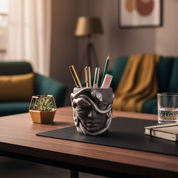 Medusa Beton Kalemlik, Makyaj Fırçalığı, Saksı, Çok Amaçlı Dekoratif & Hediyelik