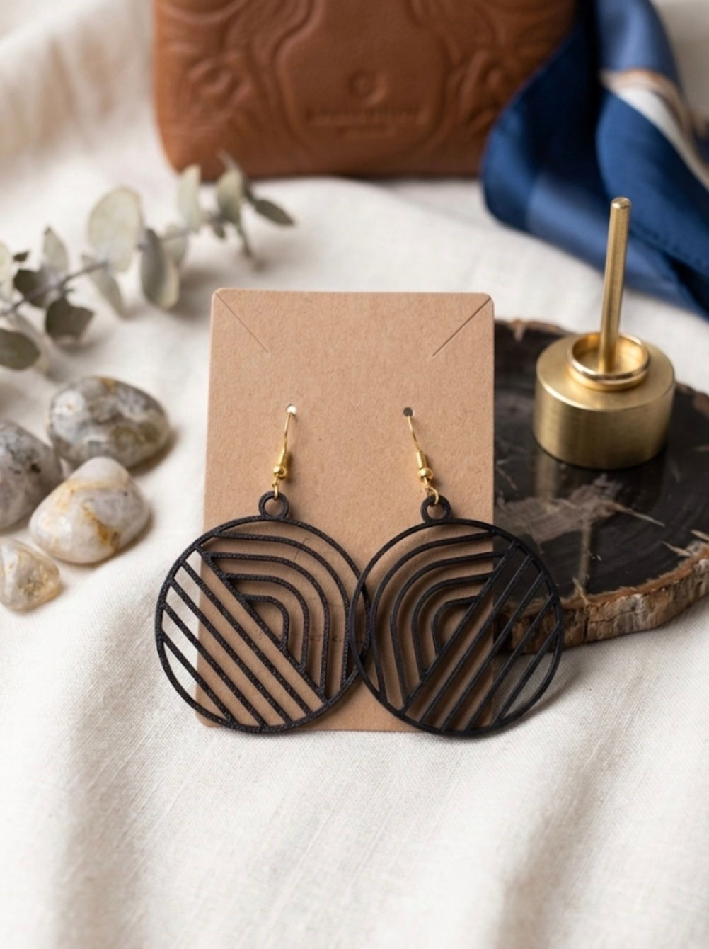 3d Round Geometric Earrings