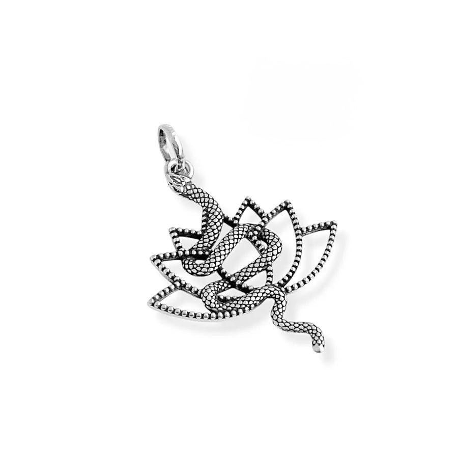 Pingente serpente flor de lótus