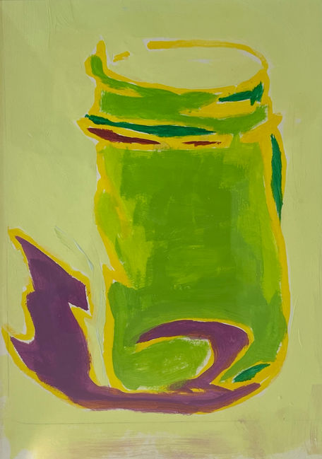 Vessel Jar Yellow Green Acrylic