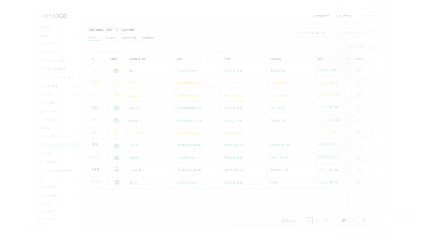 Clubfuser gym management software, software mockup