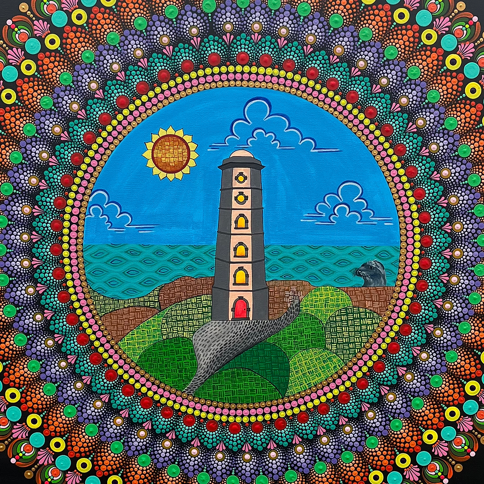 Thumbnail: "Wicklow Head Lighthouse - where seals & cliffs meet" 80*80cms