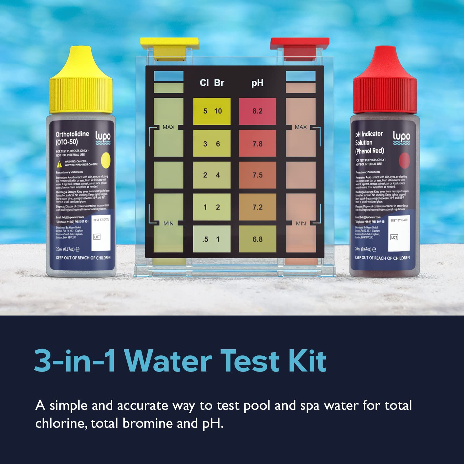 3-in-1 Water Test Kit for Swimming Pools & Spas