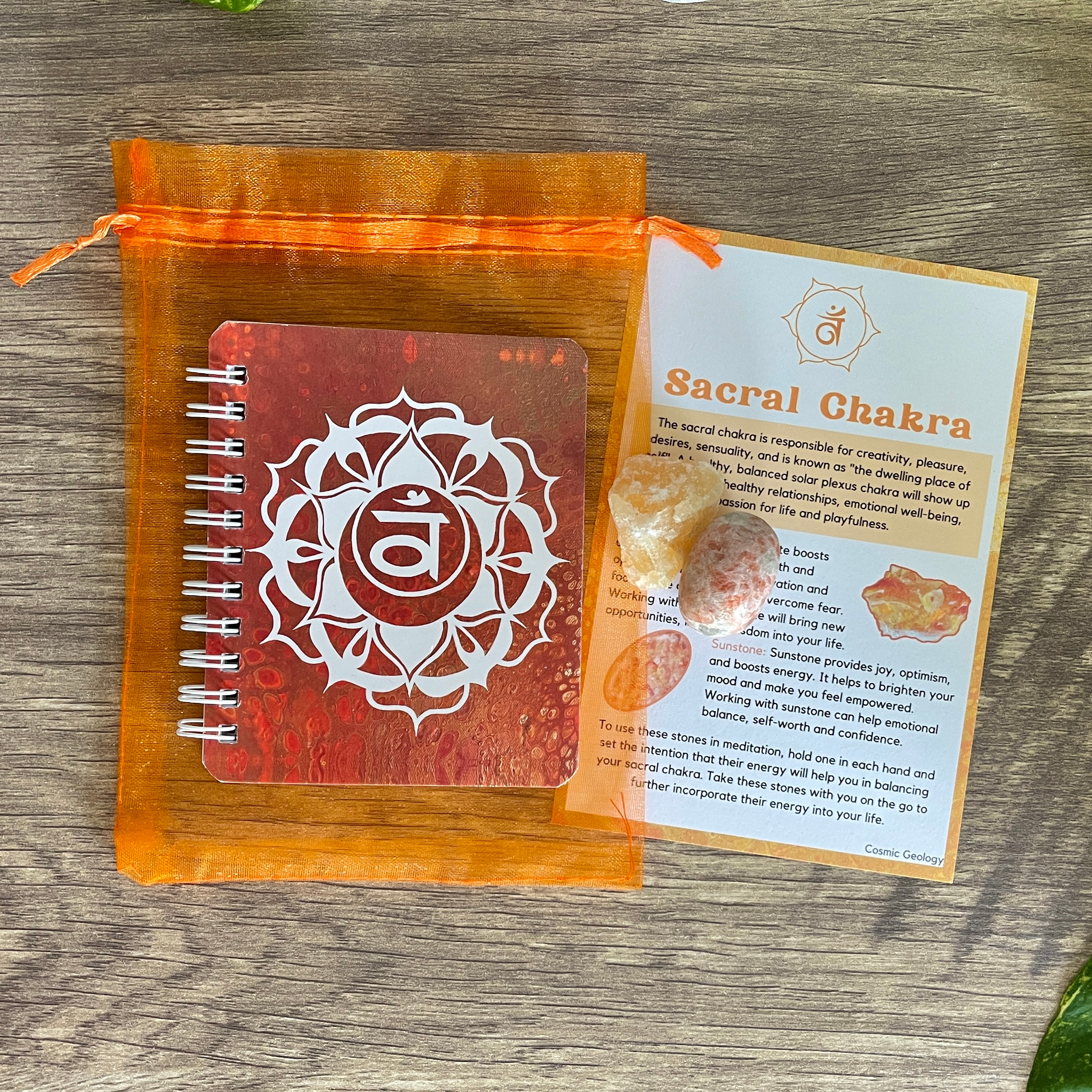 Sacral Chakra Healing Crystals and Notebook Set