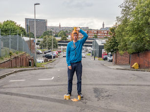 2022 commissioned by : De Warande Belgium. Film of performance actions for a public street. 