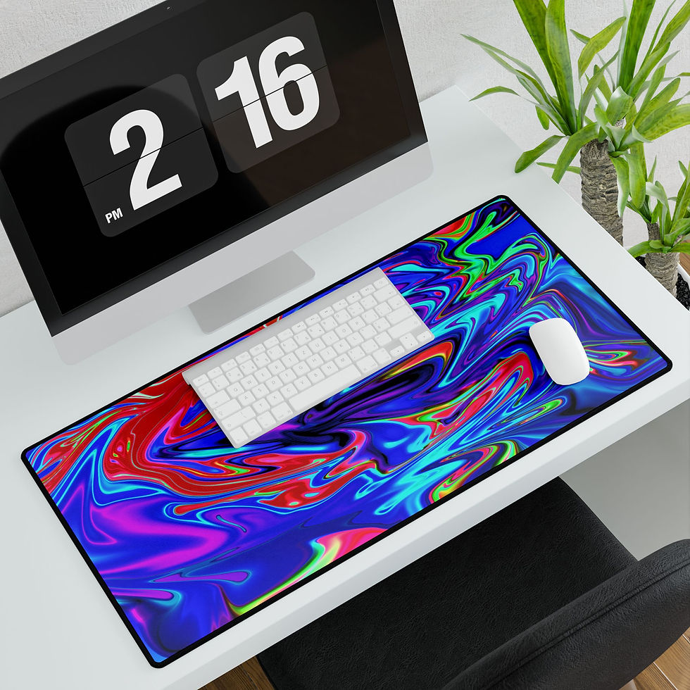 Thumbnail: Abstract Neon Swirl Desk Mat — Colorful Large Gaming & Office Mouse Pad