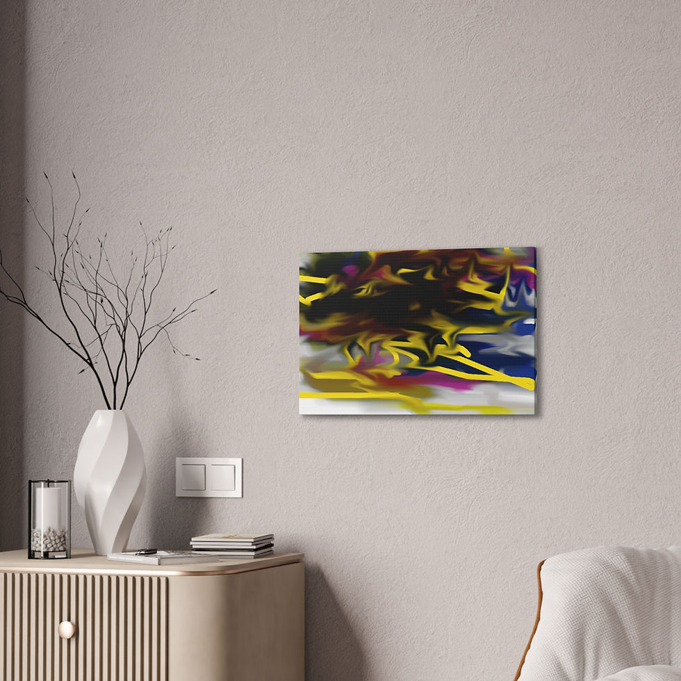 Thumbnail: Yellow and black, blue clouds Modern Stretched Canvas 