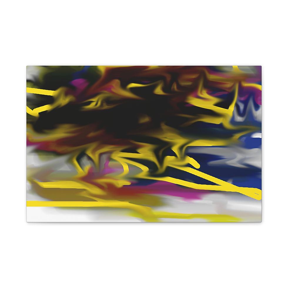 Thumbnail: Yellow and black, blue clouds Modern Stretched Canvas 