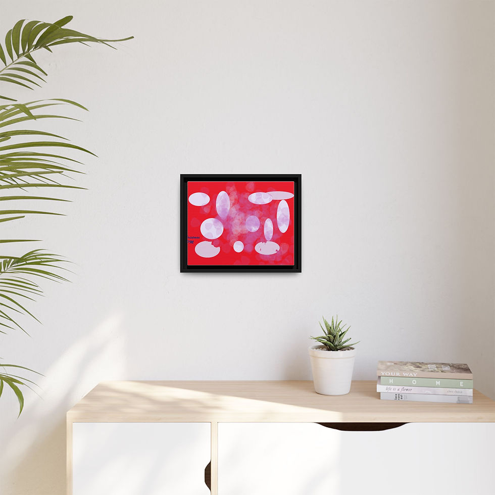 Thumbnail: Abstract Red Bokeh Matte Canvas Framed Art Print