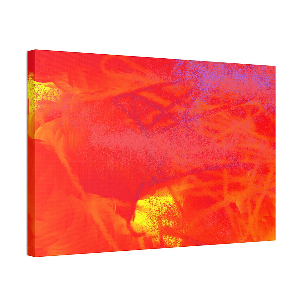 Thumbnail: Abstract Red Orange Canvas Art - Vibrant Modern Wall Decor (Stretched)