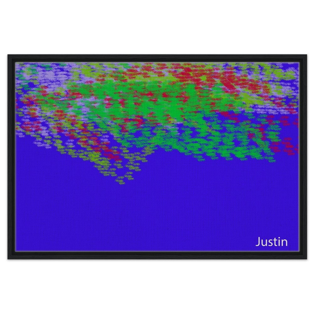 Blue sky with rainbow clouds Framed Canvas