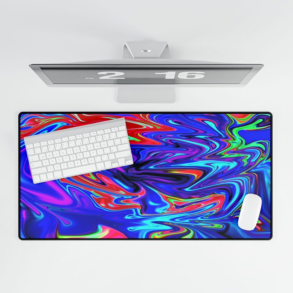 Thumbnail: Abstract Neon Swirl Desk Mat — Colorful Large Gaming & Office Mouse Pad