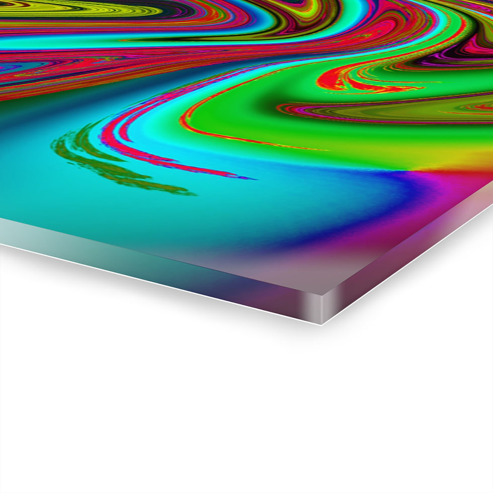 Thumbnail: Lime green blue Vibrant Abstract Acrylic Wall Art Print