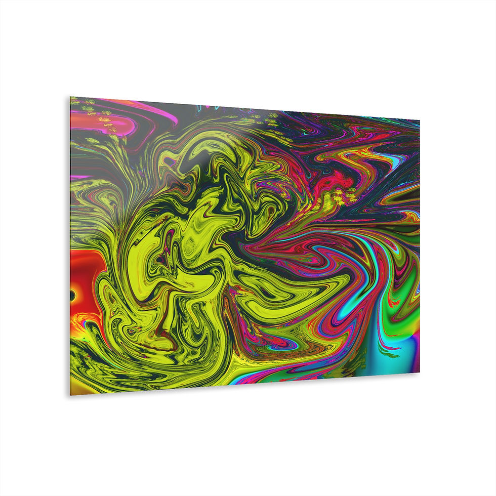Thumbnail: Lime green blue Vibrant Abstract Acrylic Wall Art Print