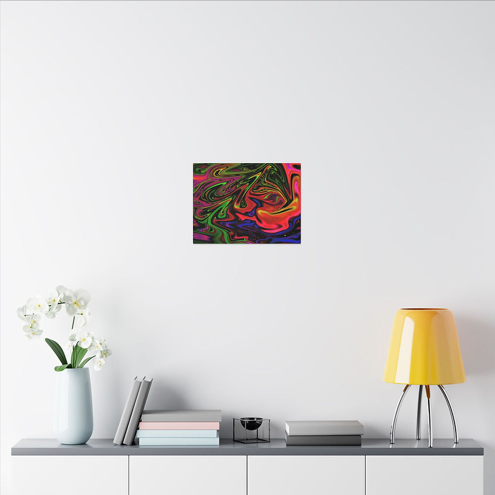 Thumbnail: Psychedelic Swirl Matte Canvas Print — Vibrant Abstract Wall Art (Stretched)