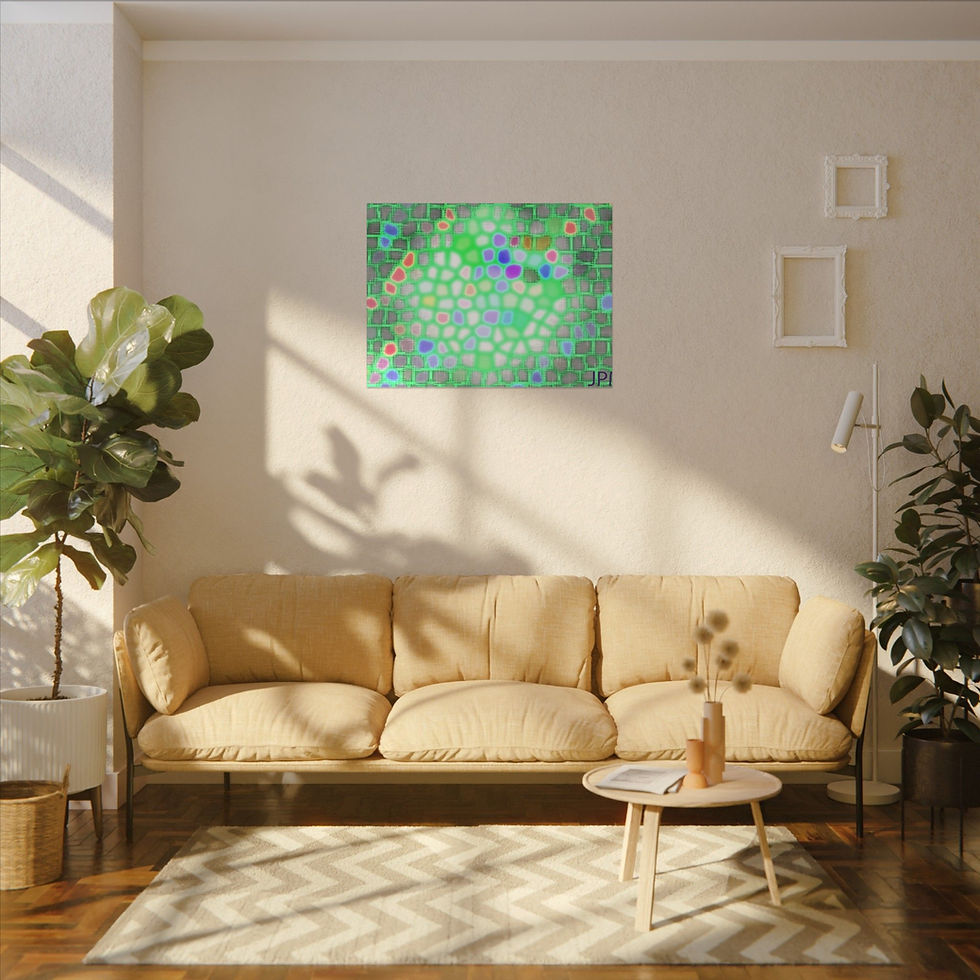 Thumbnail: Abstract Green Mosaic Matte Canvas Art – Vibrant Geometric Wall Decor