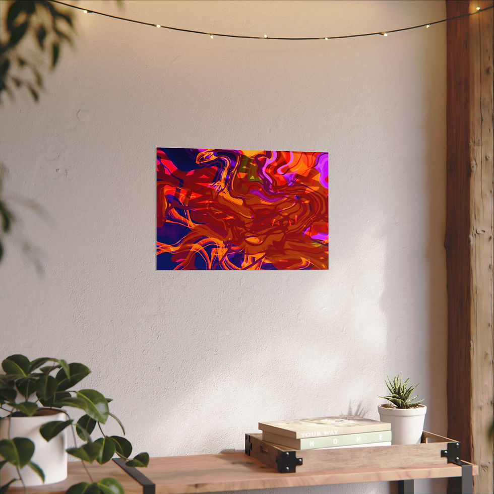 Thumbnail: Abstract Colorful Swirl Matte Poster — Textured Watercolor Wall Art