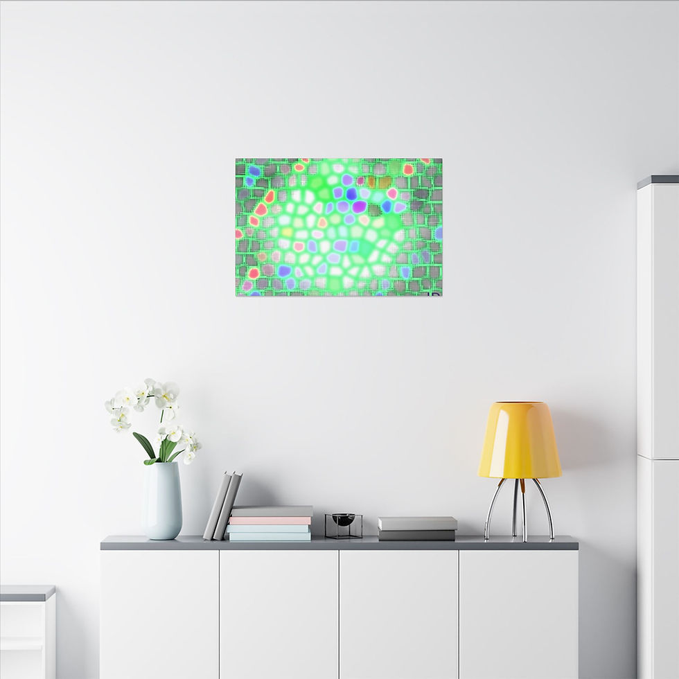 Thumbnail: Abstract Green Mosaic Matte Canvas Art – Vibrant Geometric Wall Decor