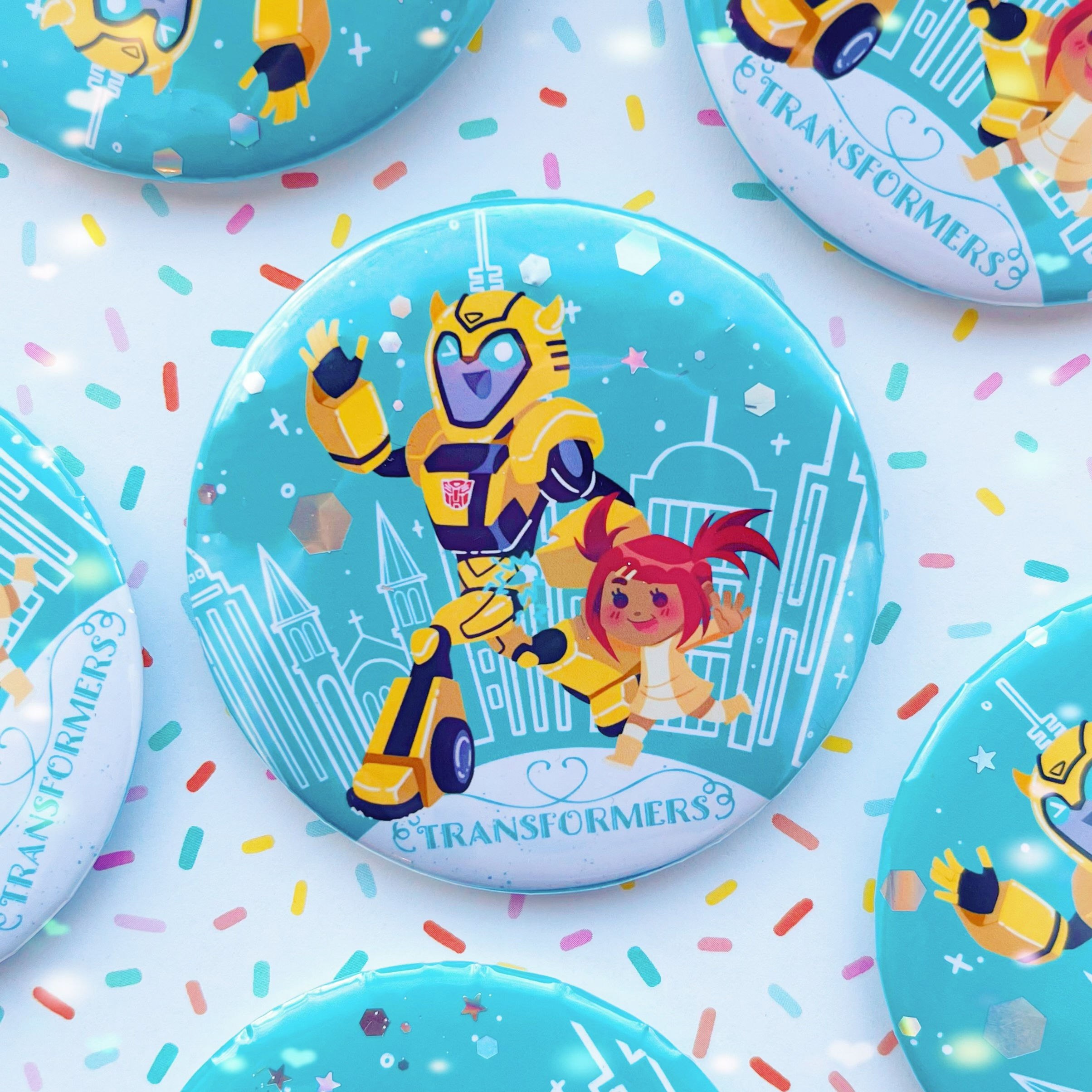 Transformers Bumblebee and Sari Sumdac Button