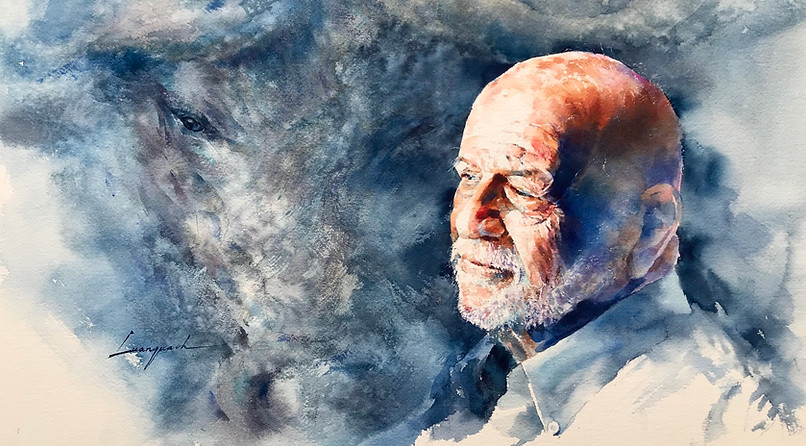 Untold Past, expressive watercolour portrait painting by Canadian artist Luan Quach exploring human emotion, light, and story