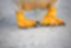 Orange webbed feet of a bird with black claws on sand
