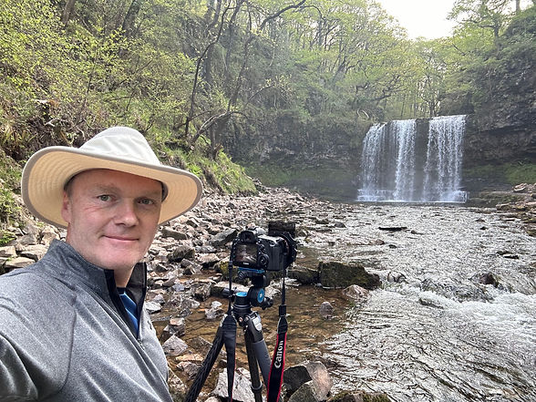 Will Gray photographing waterfalls in Bannau Brycheniog (Brecon Beacons), Wales
