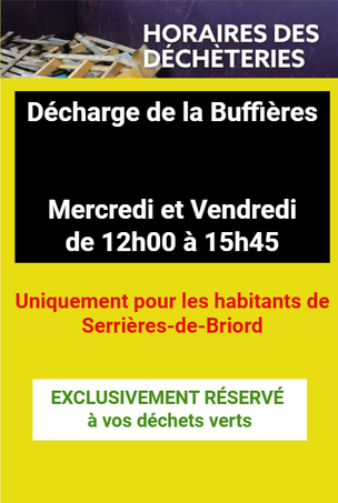 Horaires Décharge de la Buffières - Déchets Verts