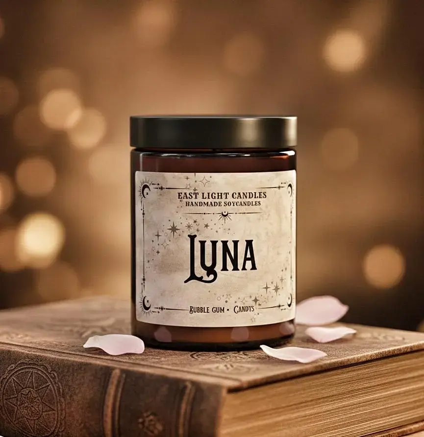 Duftkerze Sojawachs - Luna | Wizard Buchkerze Handgemachte Sojawachskerze