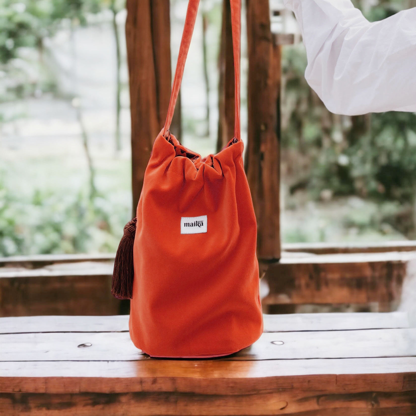 turuncu kadife pamuklu bucket basket çanta kadın