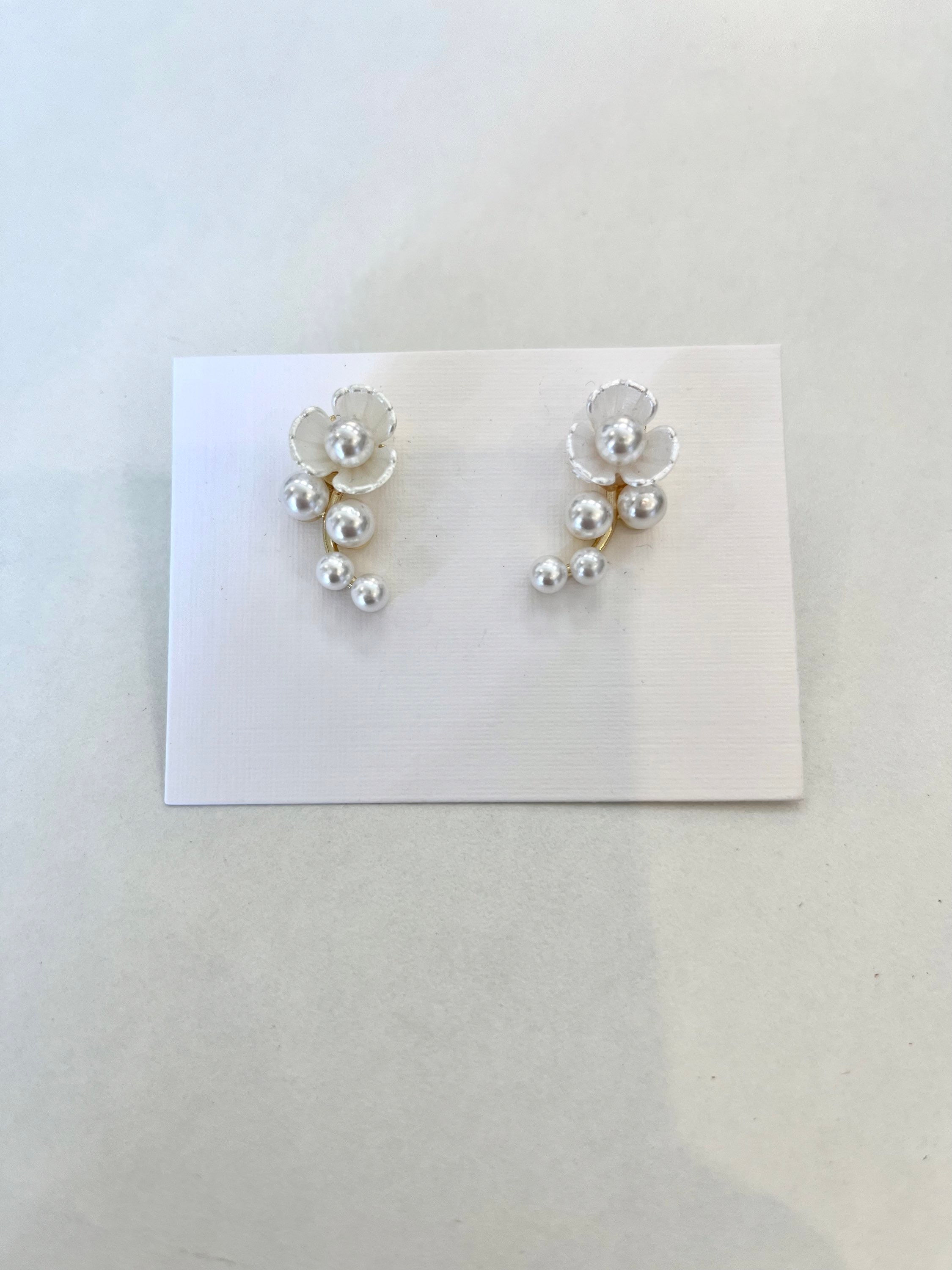 Petite Pearl floral drop Earrings