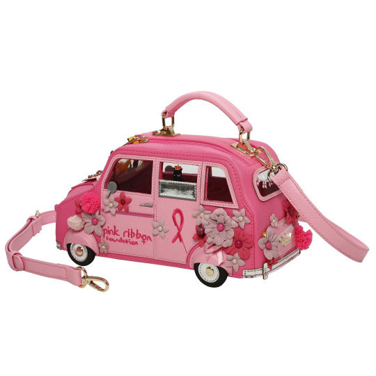 ◆ Vendula ◆ コーギー ピンクタクシー型 ショルダーバッグ◆ Pink Ribbon Cats & Corgi Pink Floral Pink Taxi | Eco Repurpose