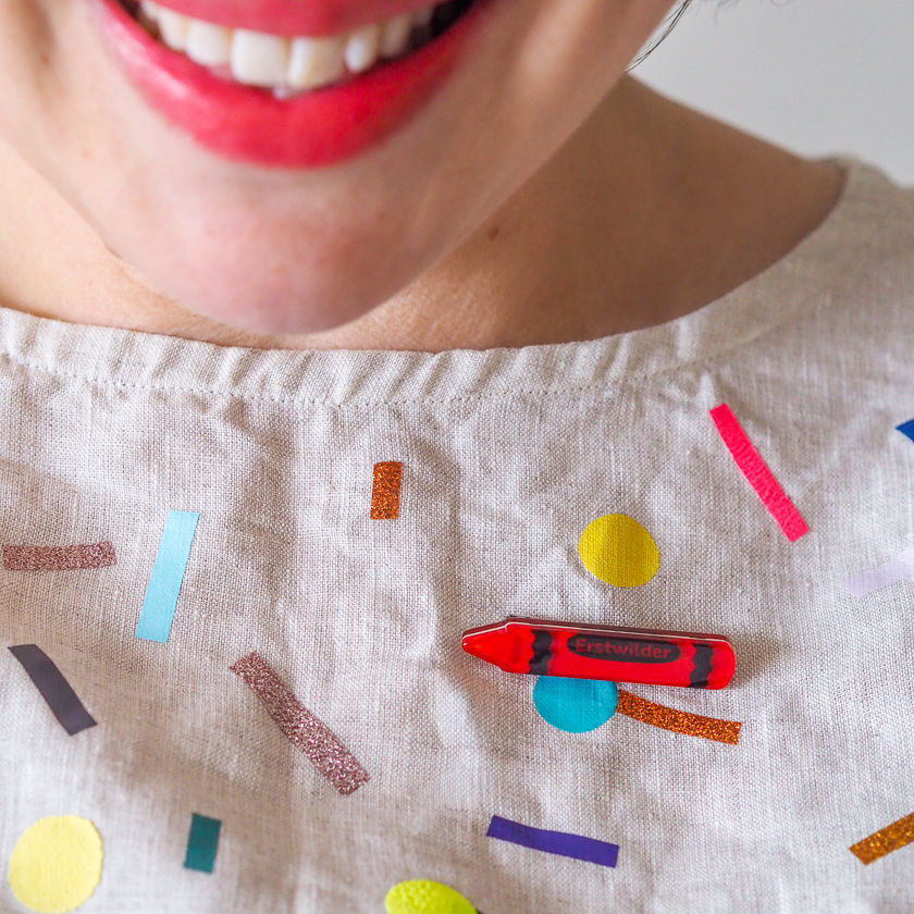 Thumbnail: Arts & Crafts - The Crayon Simplified Mini Brooch in Red